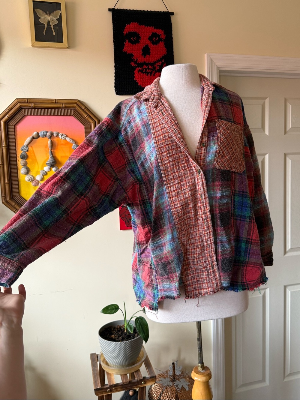 BDG Plaid Flannel Shirt Jacket in Red, Green & Blue Tones